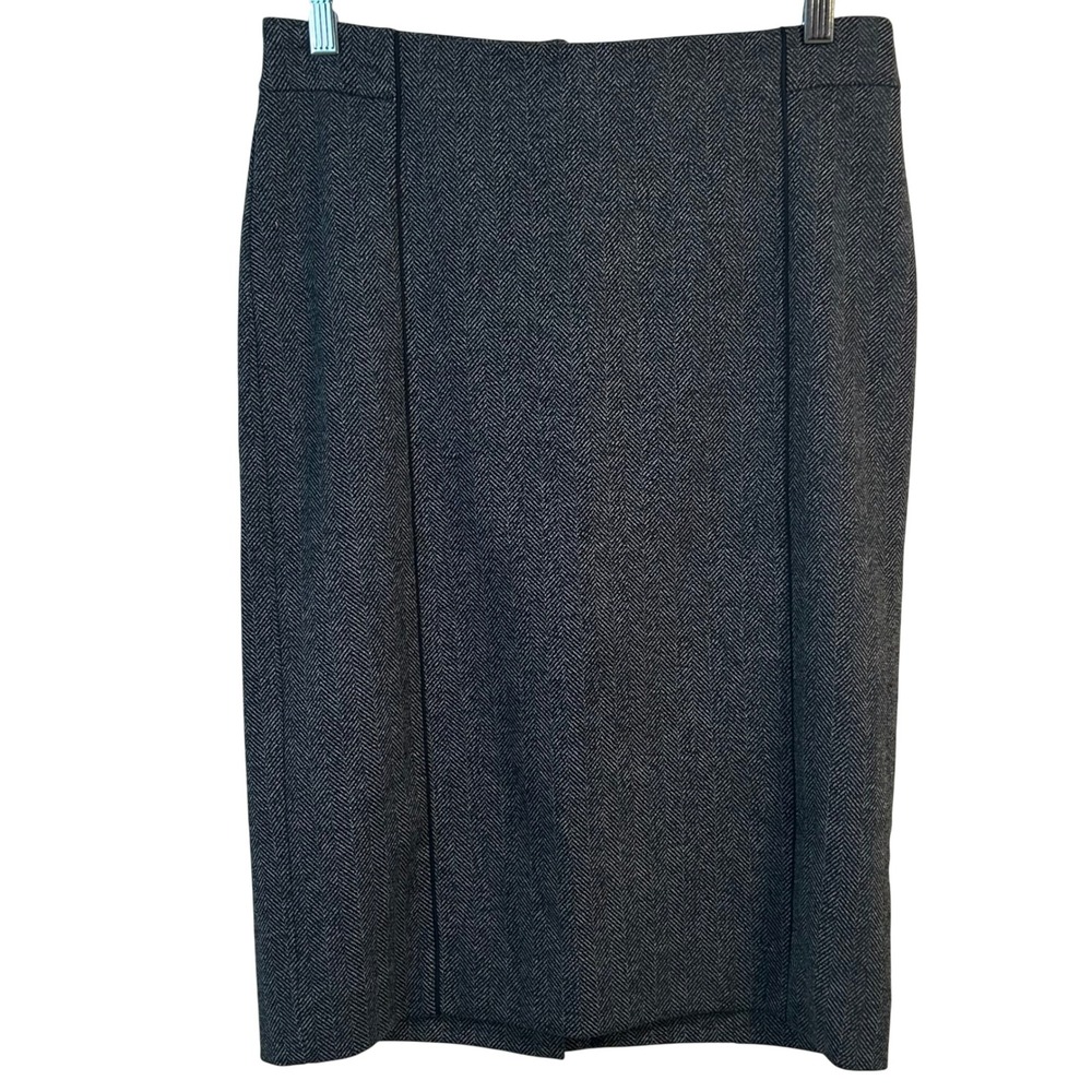 Ann Taylor Grey Herringbone Pencil Skirt Size 4 Professional Office Knee Length‎